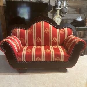 Vintage Heritage Collection Red Printed Loveseat for American Girl Dolls
